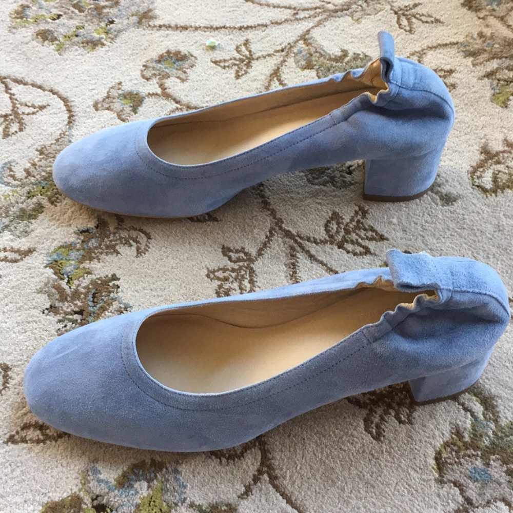 Everlane Day Heel - Vermeer blue suede - 7.5